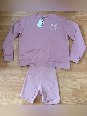 Wilo “the label” Blush Crewneck/Short Set Women’s S - NWT